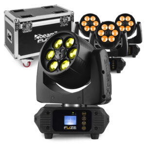 4x BeamZ Fuze610Z LED Moving Head Wash Lights with Zoom & Flightcase