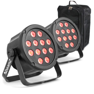 2x BeamZ SlimPar35 DMX LED Par Can Light with Case & DMX Cable